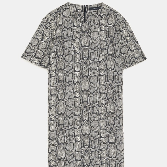 NWT Zara Snakeskin Jacquard Print Dress - Picture 8 of 8